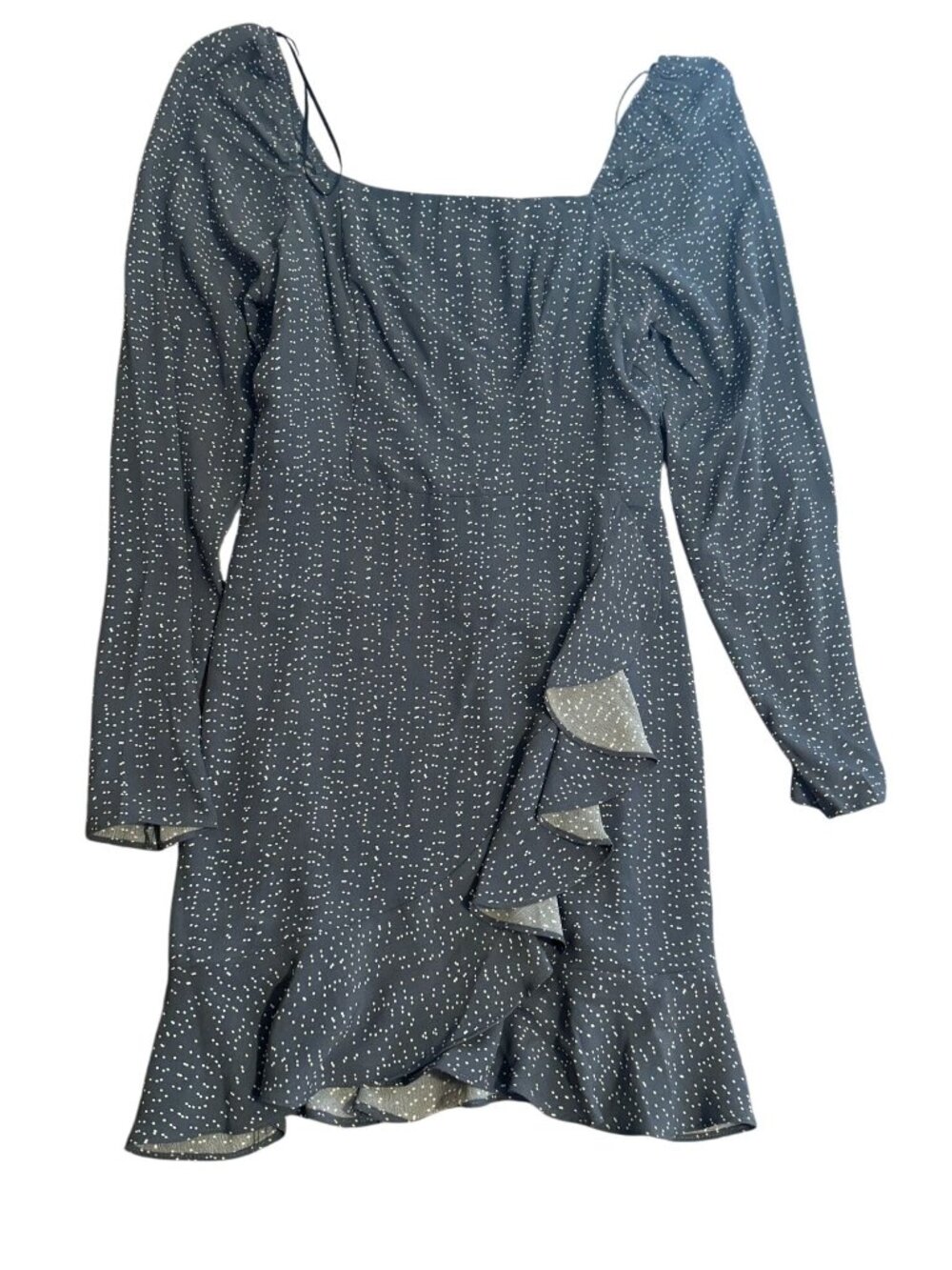 Lola Grace XS Navy White Polka Dot Long Sleeve Ruffle Dress